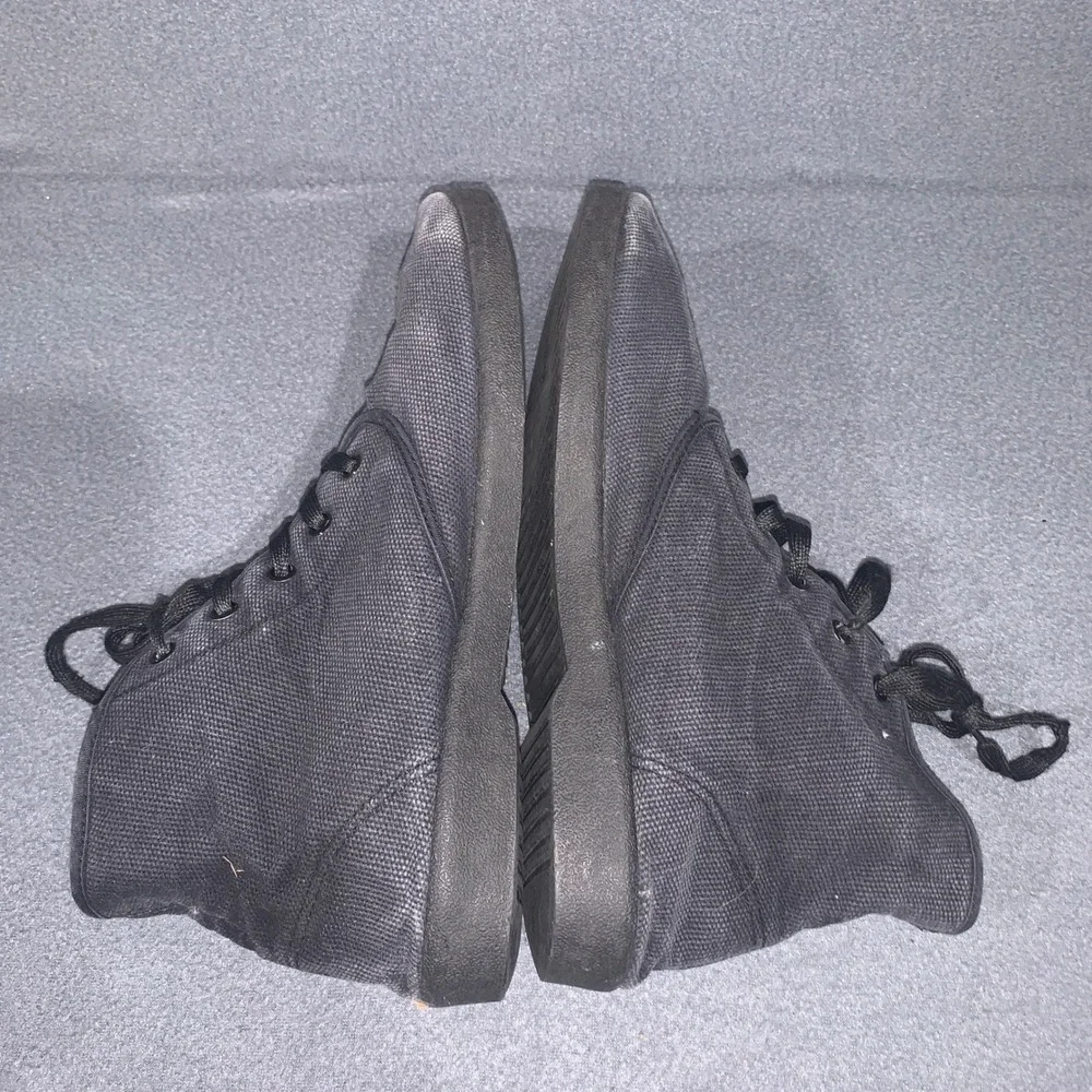 Mens Zig-Zag Black Canvas Lace Up Ankle High Casual Shoes Faded Washed‎ Size 11